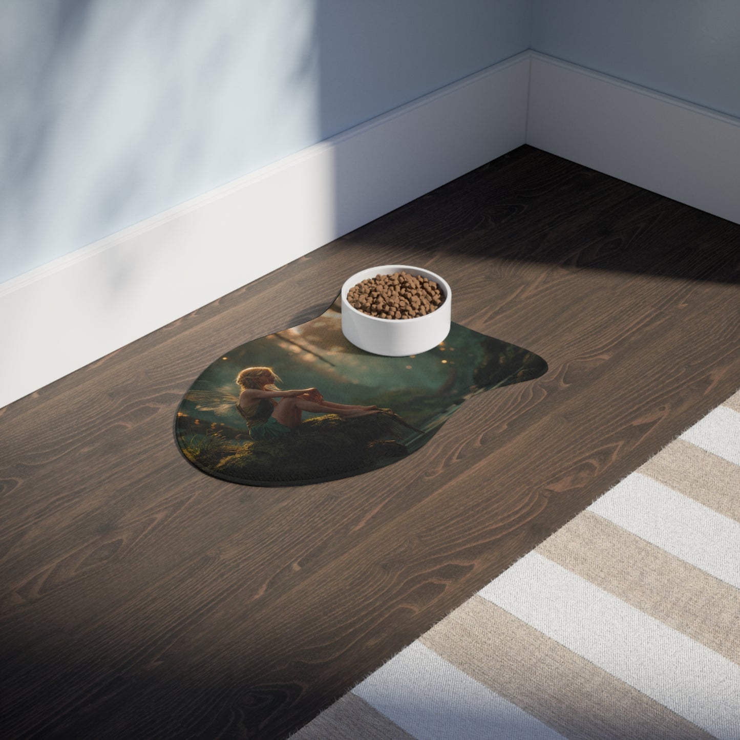 Mossy Stream Fairy Pet Feeding Mats – Golden Hour Forest Guardian