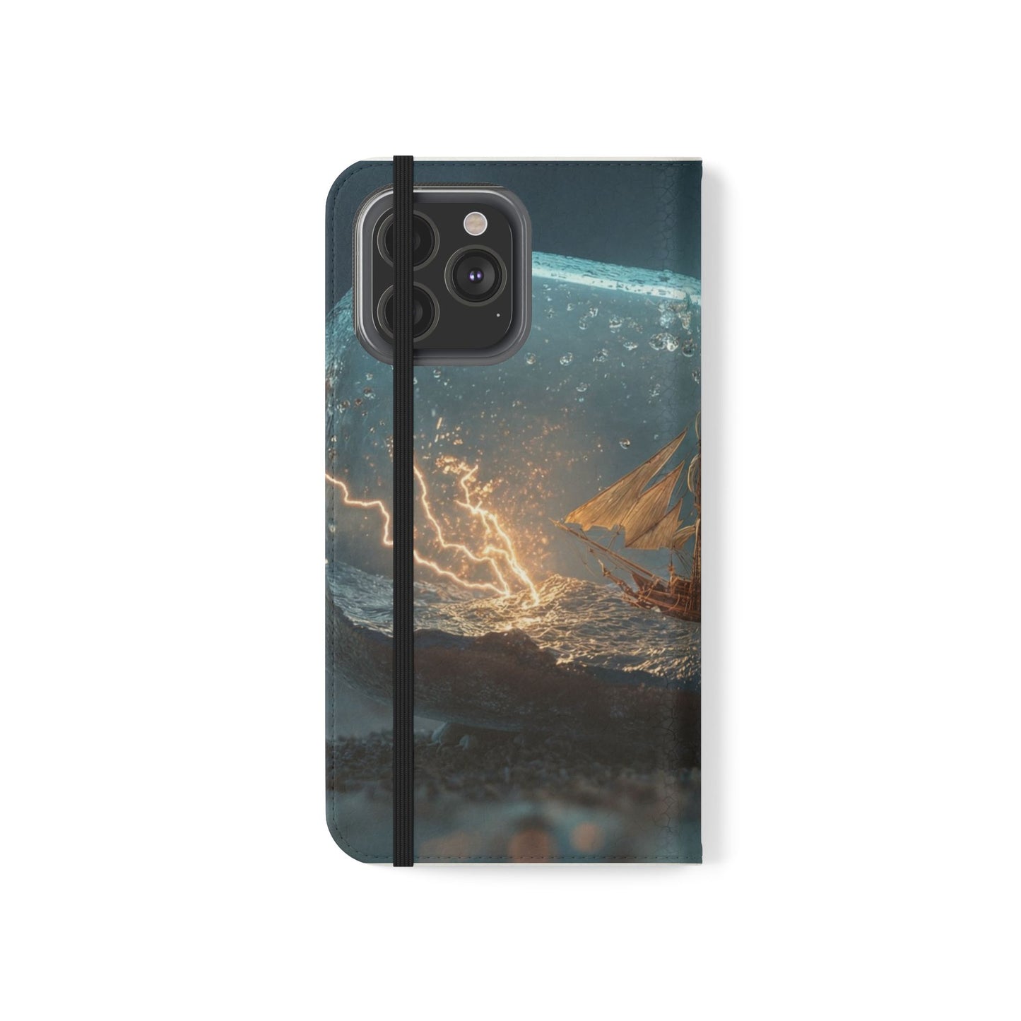 Storm-Struck Galleon Flip Cases – Lightning Inside Glass Bottle