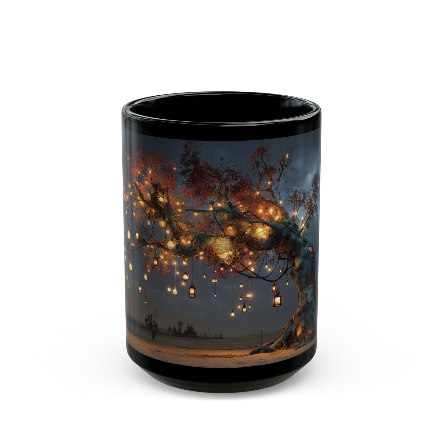 Luminous Wandering Tree Mug – Desert Oasis Nightscape
