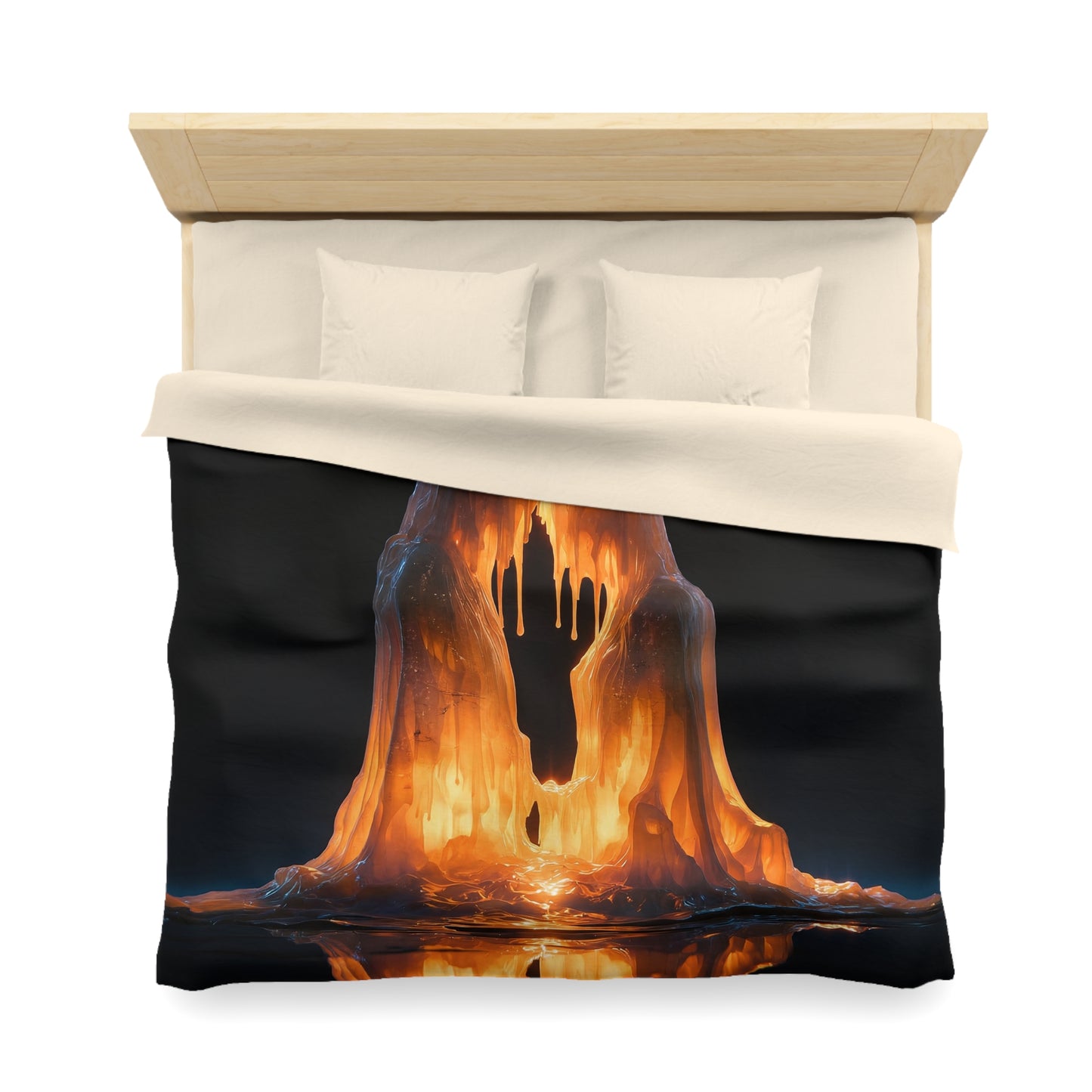 Melting Candle Sentinel Duvet Cover – Warm Glow Against Midnight Depths