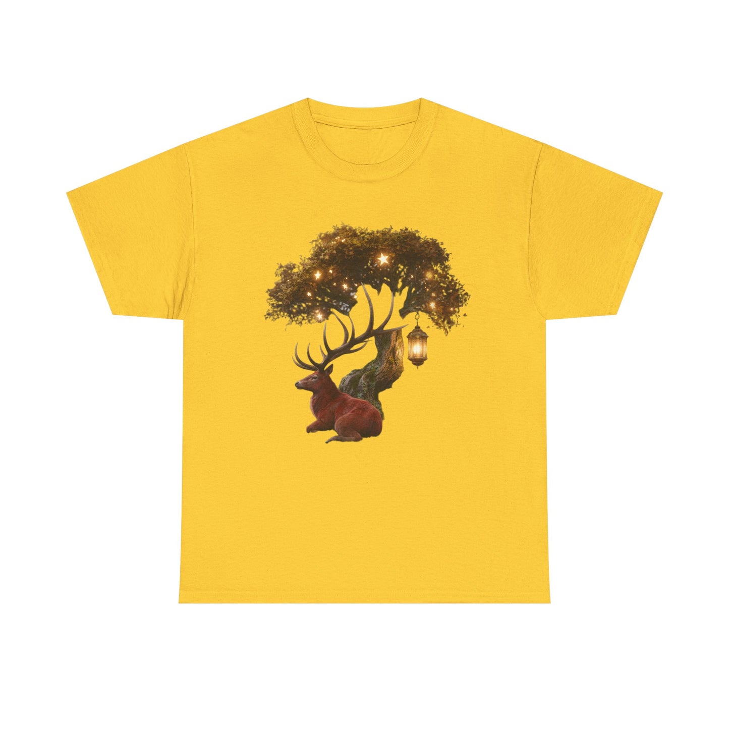 Starlight Stag & Lantern Tee – Autumn Grove Guardian