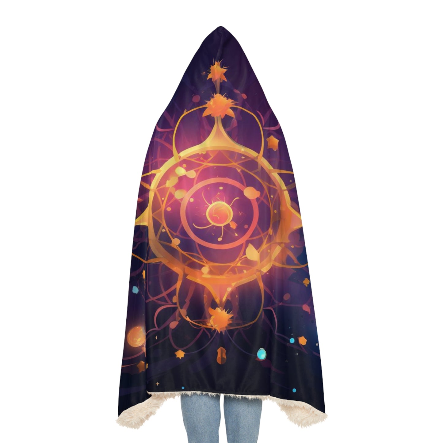 8K, high resolution detailed vector illustration poster, stars, celestial symbols, glowing accents - Snuggle Blanket