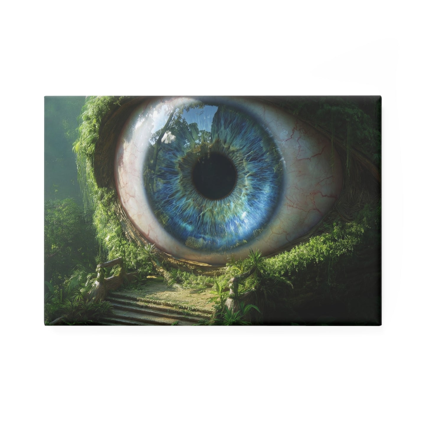 Watchful Forest Eye Button Magnet, Rectangle (1 & 10 pcs) – Guardian of the Verdant Deep