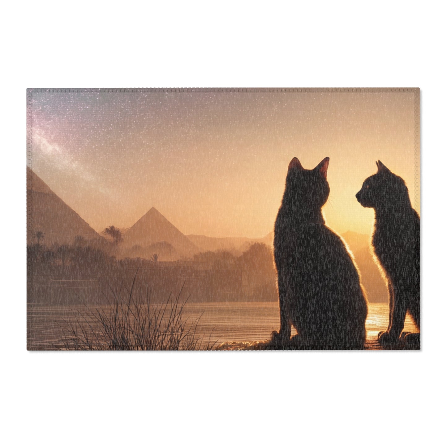 Starlit Pyramids Cat Rugs – Whispers of Ancient Sky