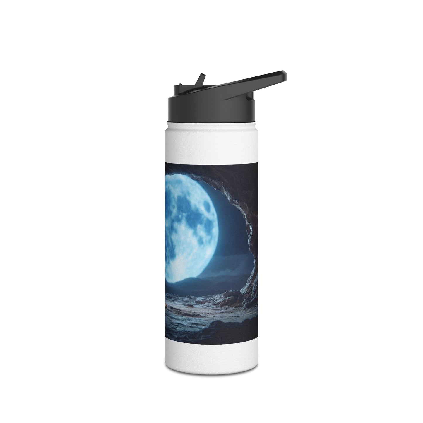 Moonlit Monk Meditation Bottle – Serene Cave Ritual Stainless Steel Water Bottle, Standard Lid