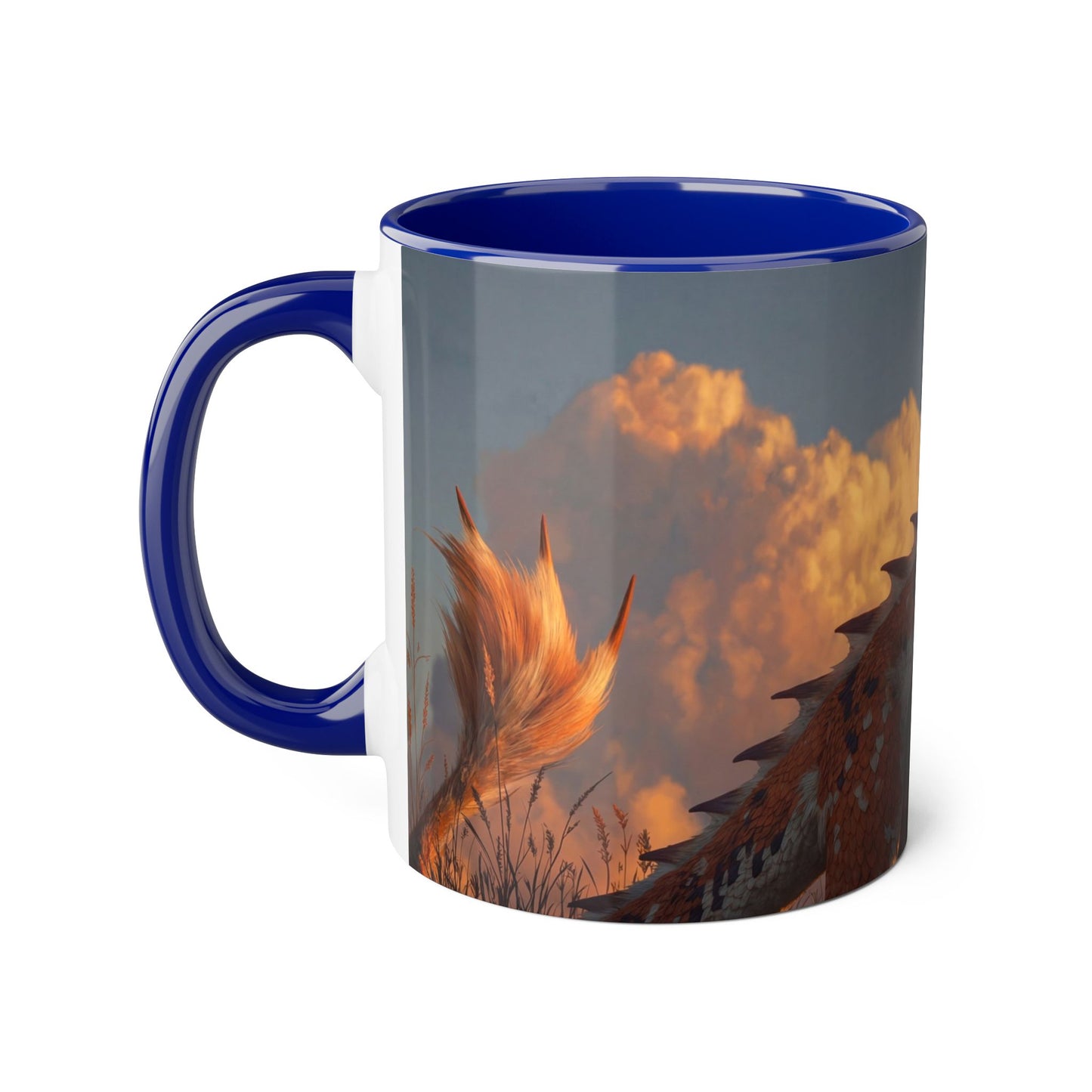 Golden Horizon Dragon Accent Mugs, 11oz – Sunset Skywatcher Companion