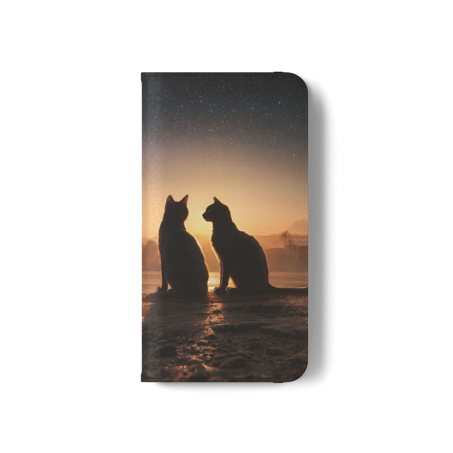 Pharaoh Cats Flip Cases – Starry Nile Guardians on the Bank