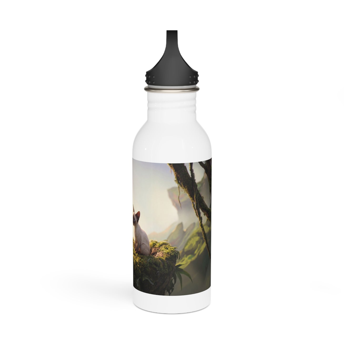 Dragonwing Kittens Stainless Steel Water Bottle – Morning Light in the Ancient Grove