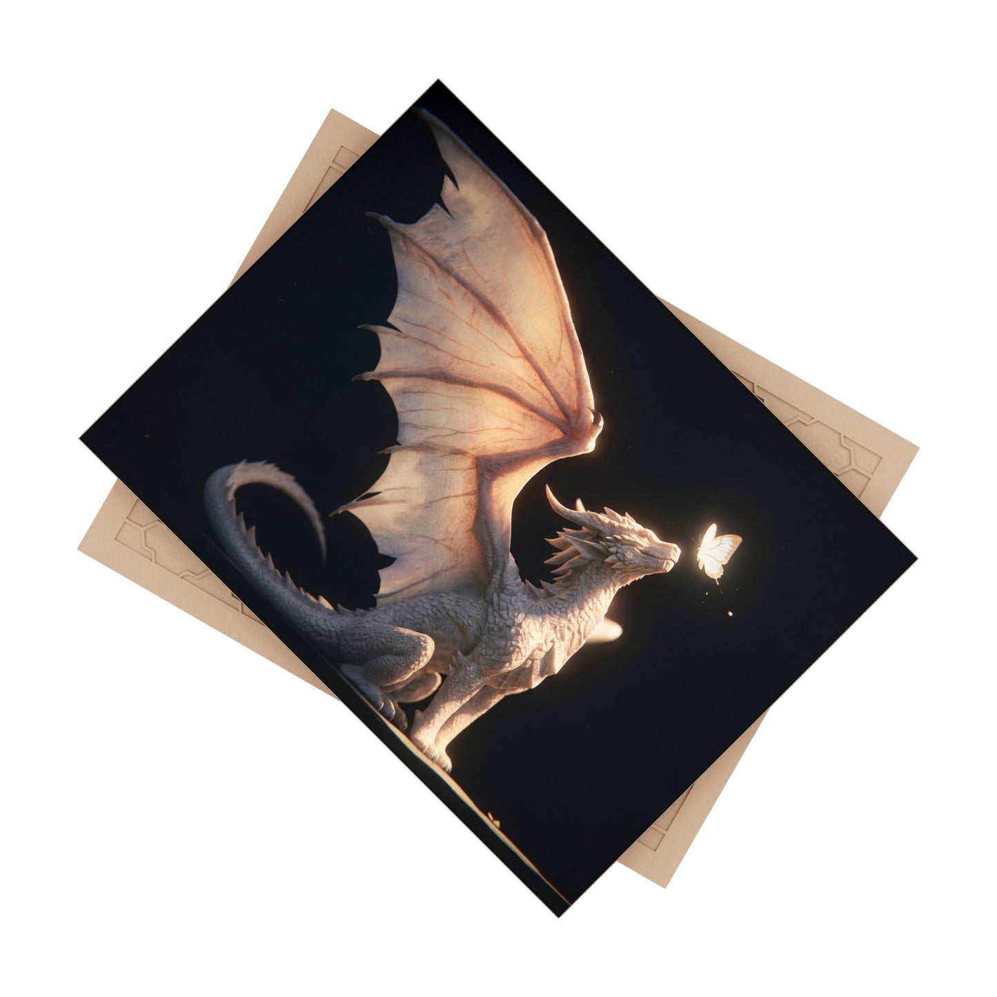 Gentle Dragon and Butterfly Ceramic Photo Tile – Soft Light, Quiet Wonder