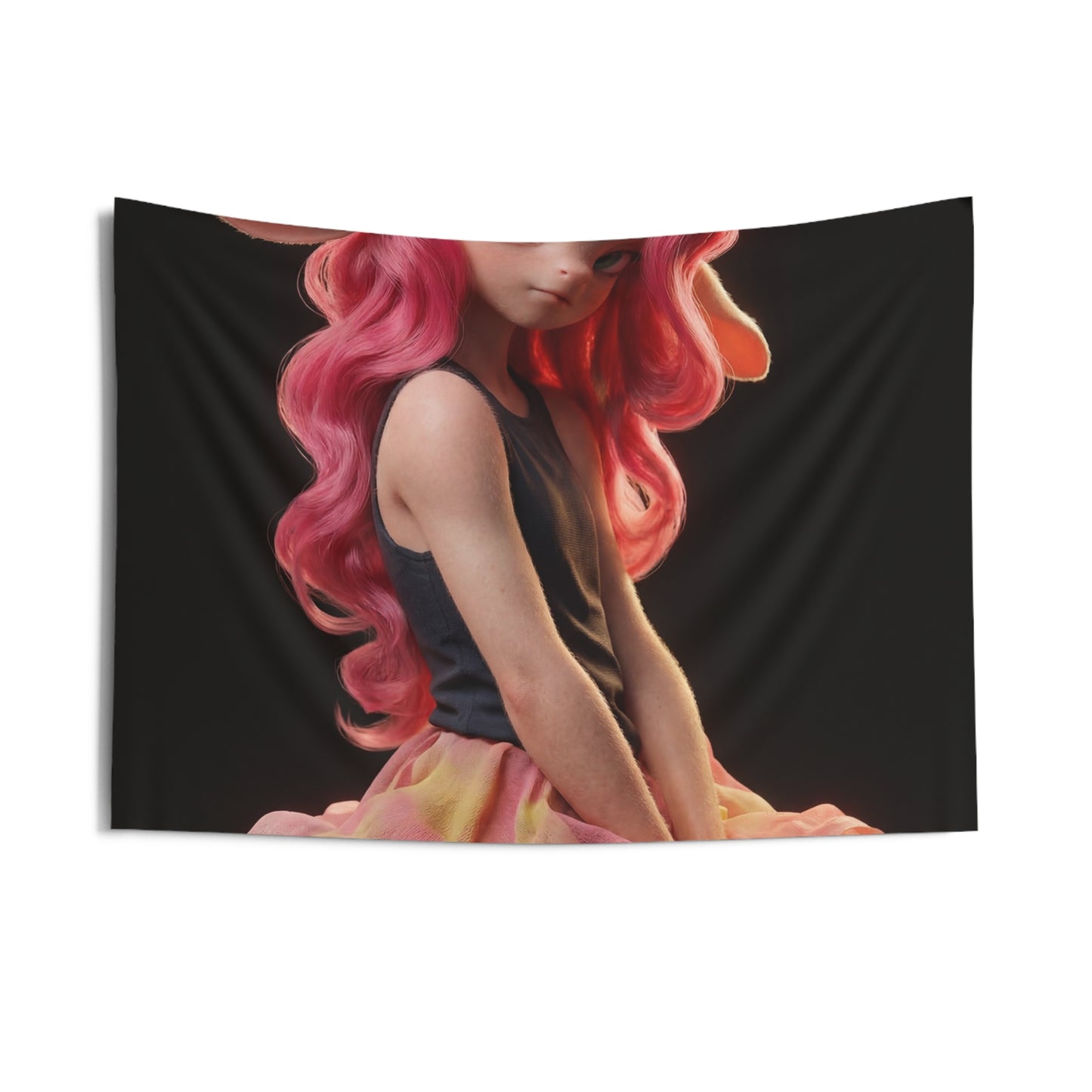 Pink Unicorn Girl Indoor Wall Tapestries – Soft Glow Fantasy Portrait