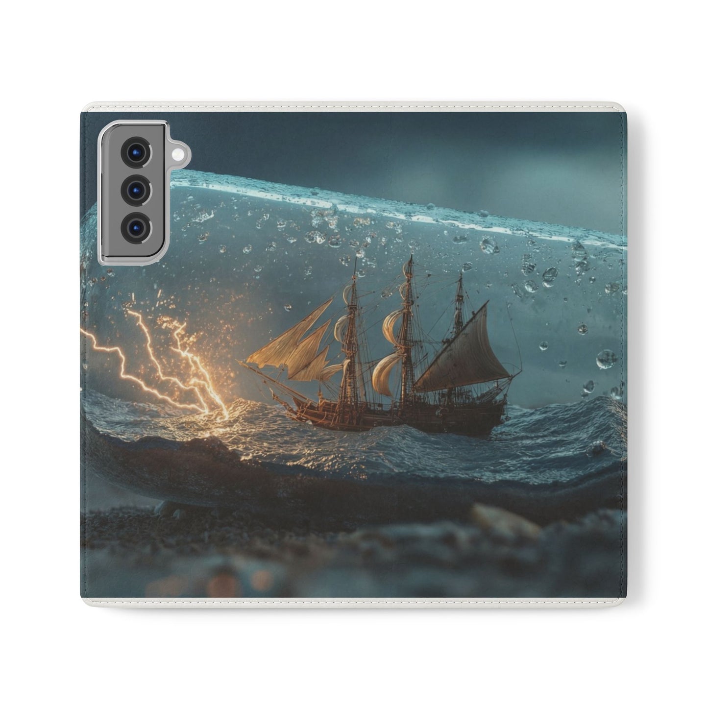 Storm-Struck Galleon Flip Cases – Lightning Inside Glass Bottle