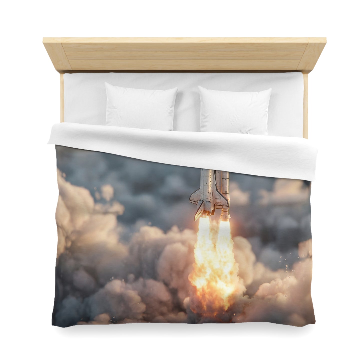 Orbital Launch Microfiber Duvet Cover – Dawn’s Fire Through Cloudscape