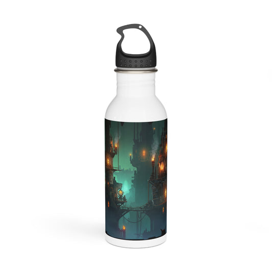Floating City of Lanterns Stainless Steel Water Bottle – Glow of the Skyborne Spire