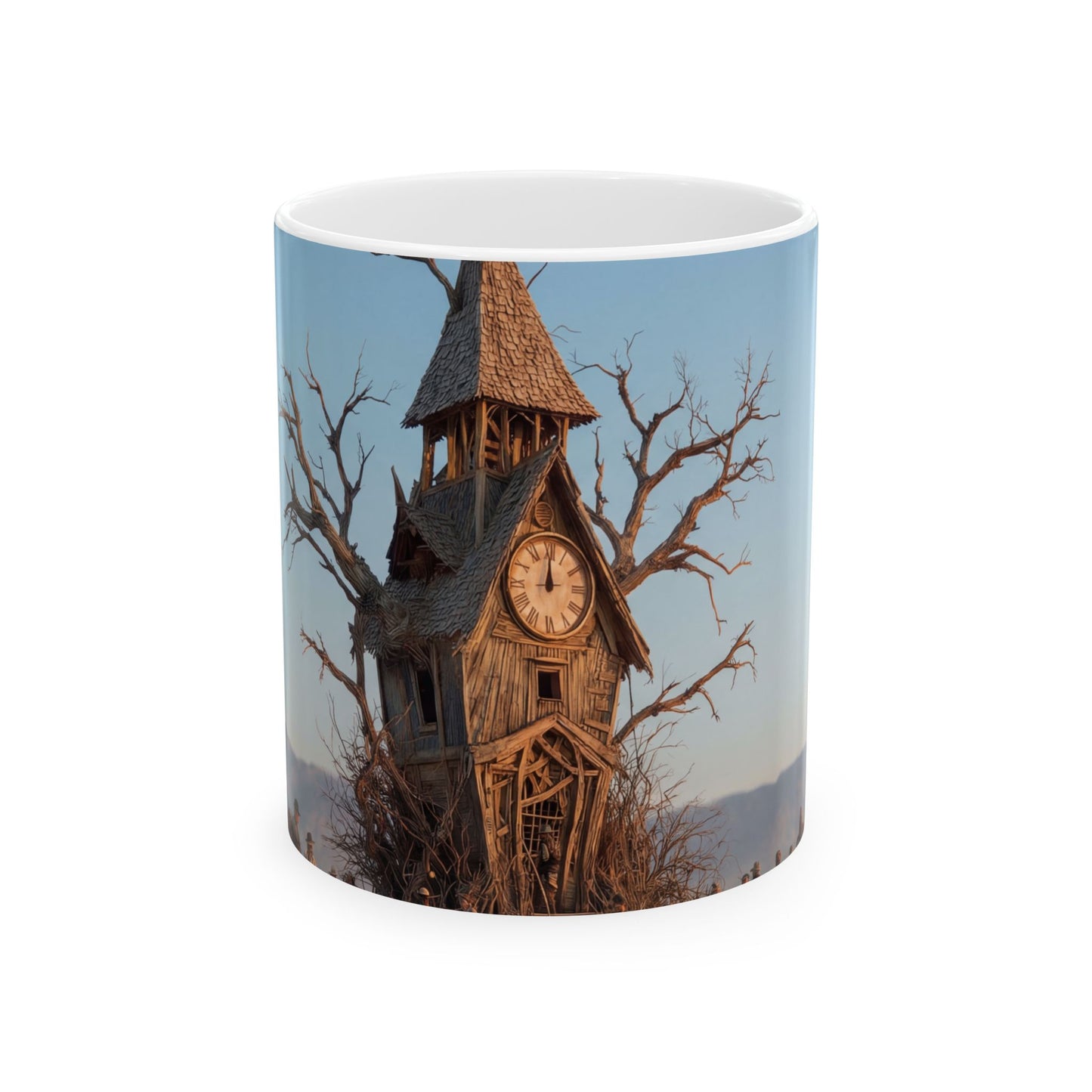 Clock Tower in the Desert Ceramic Mug – Timeless Wanderer’s Oasis
