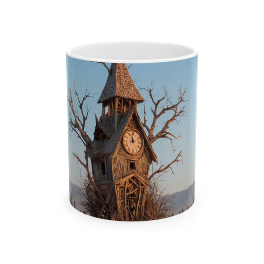 Clock Tower in the Desert Ceramic Mug – Timeless Wanderer’s Oasis