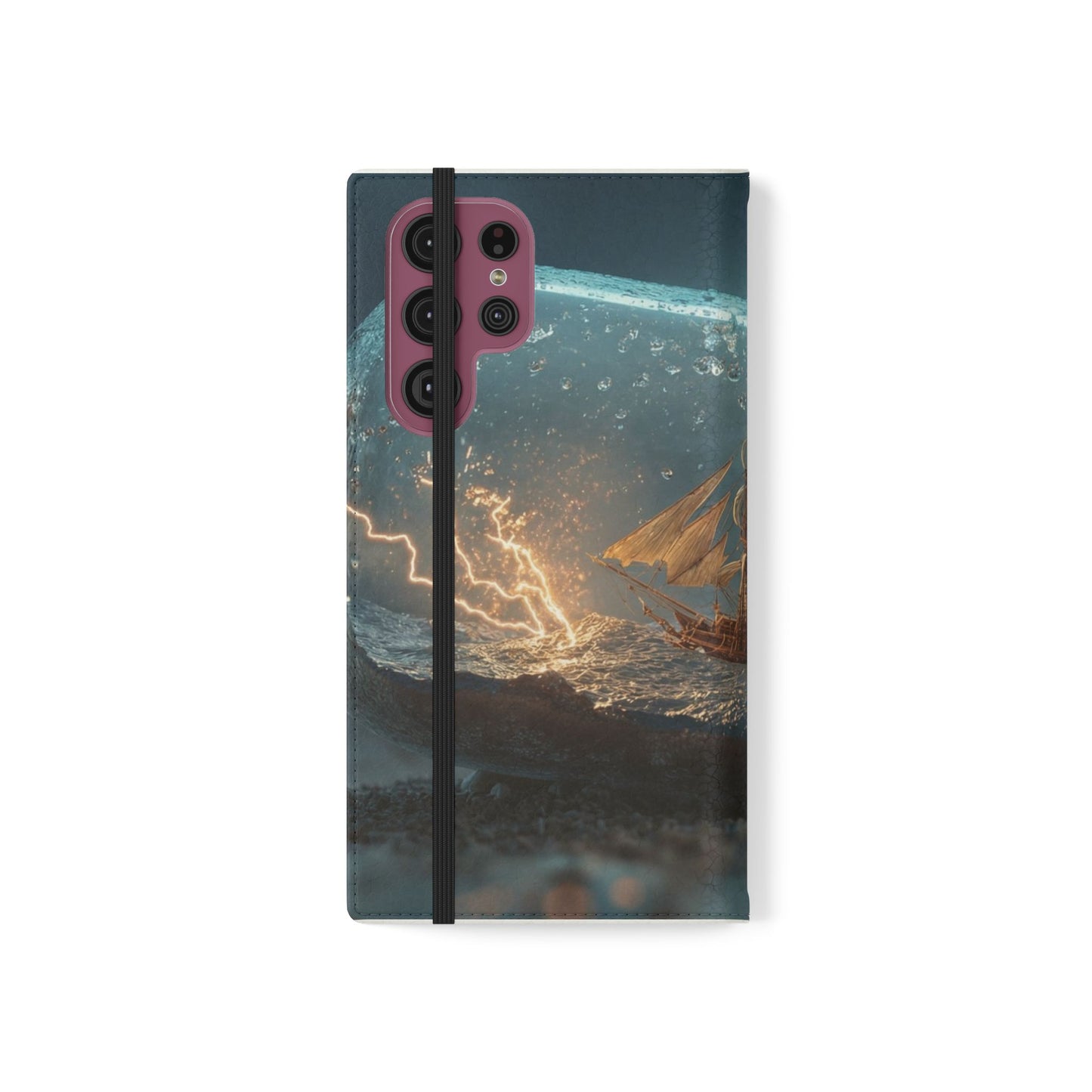 Storm-Struck Galleon Flip Cases – Lightning Inside Glass Bottle