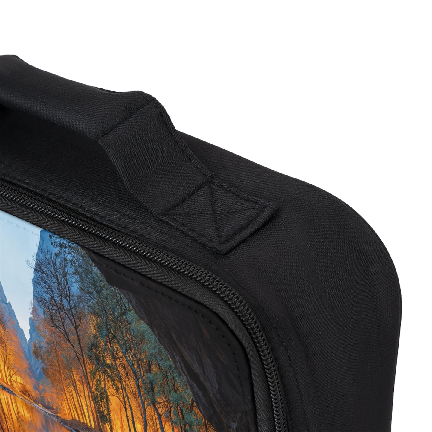 Cave Portal Lunch Bag – Golden Forest Reflections at Dawn