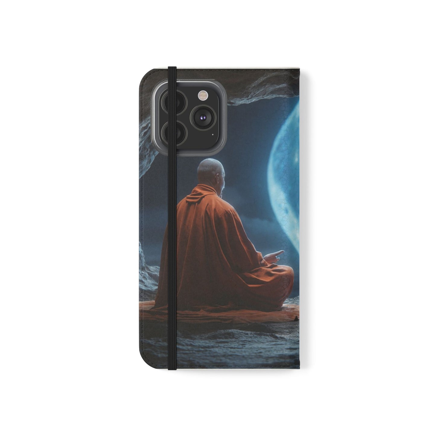 Lunar Meditation Flip Cases – Serene Monk Under Moonlight