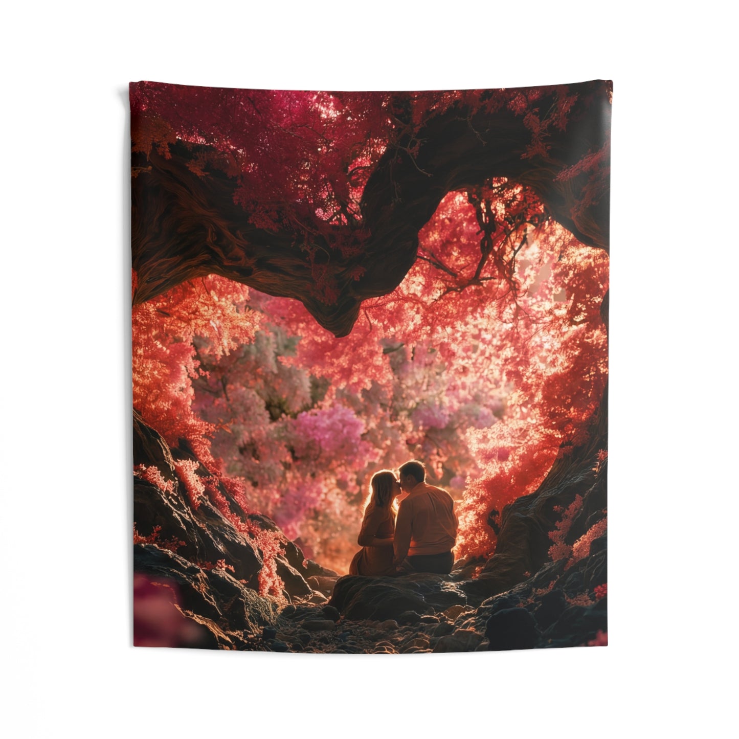 Crimson Canopy Love Tapestries – Whispers of the Pink Grove