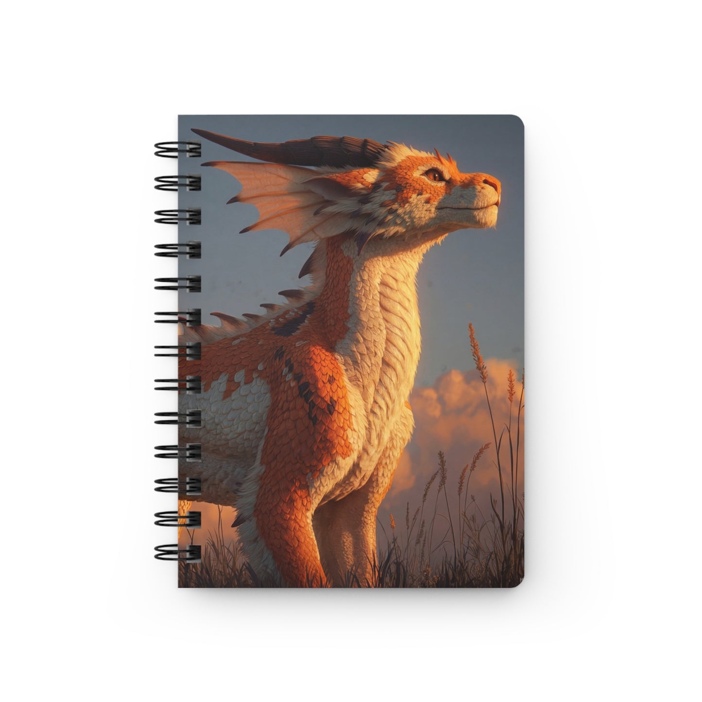 Sunset Dragon Spiral Bound Journal – Warm Ember Guardian