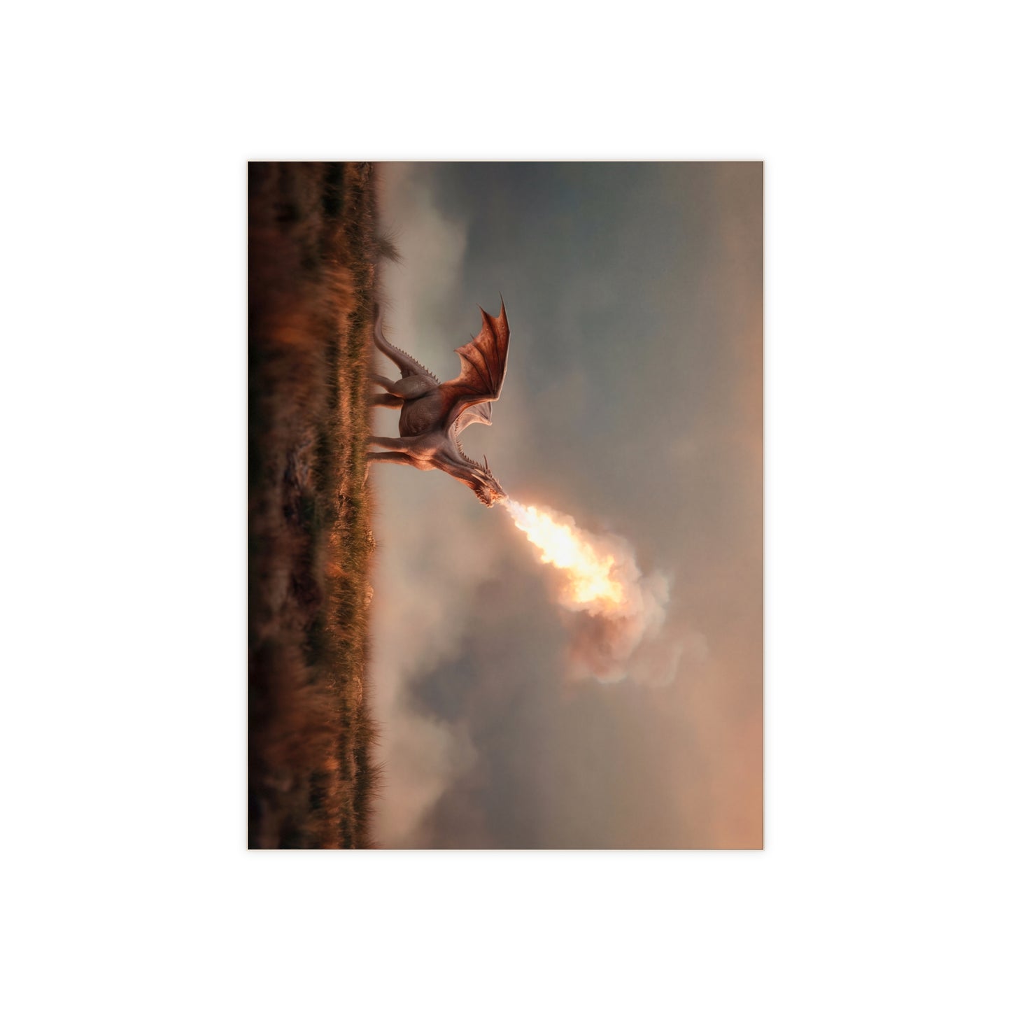 Dragon’s Roar Ceramic Photo Tile – Sunset Firestorm on the Moor