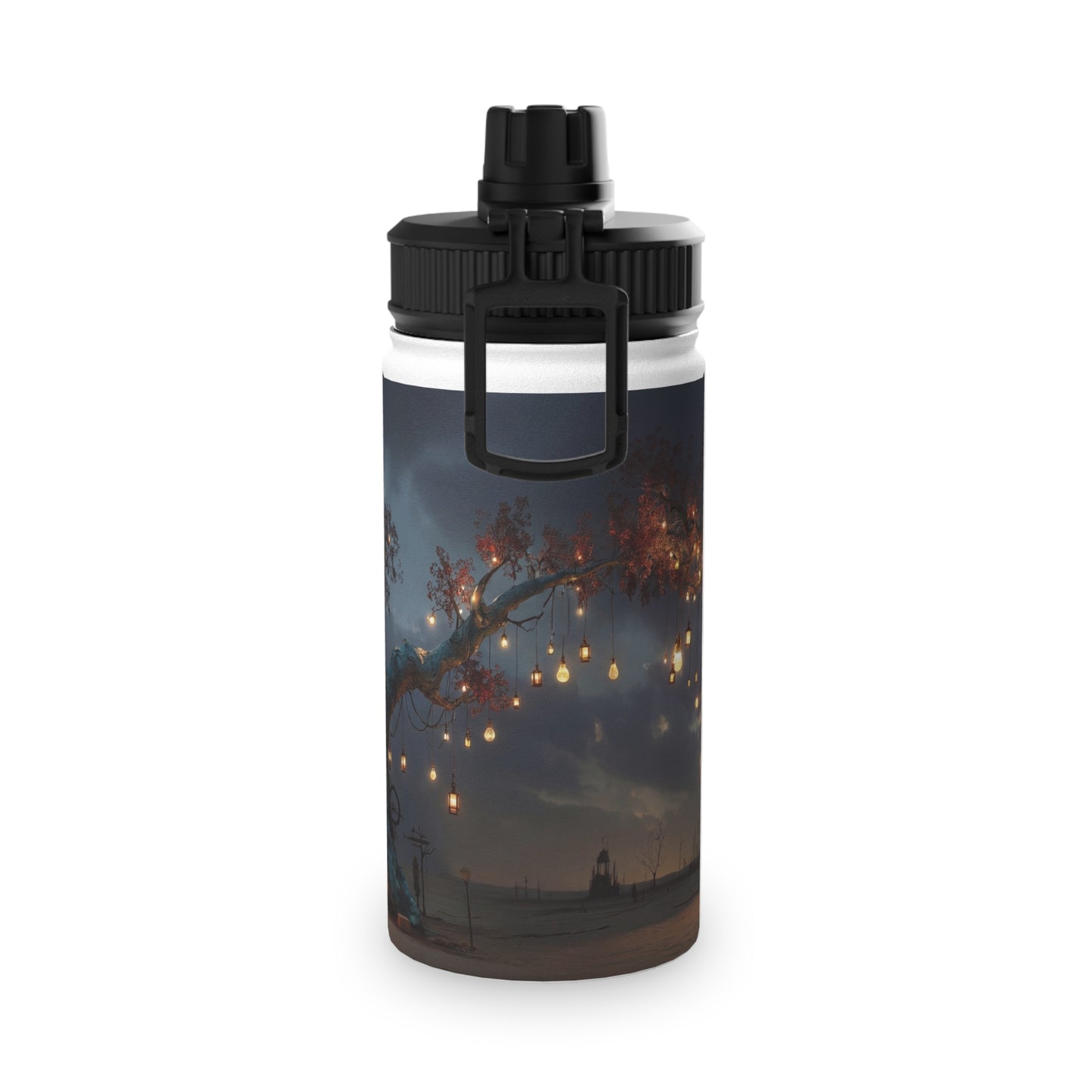 Luminescent Wishing Tree Stainless Steel Water Bottle, Sports Lid – Desert Night’s Warmth