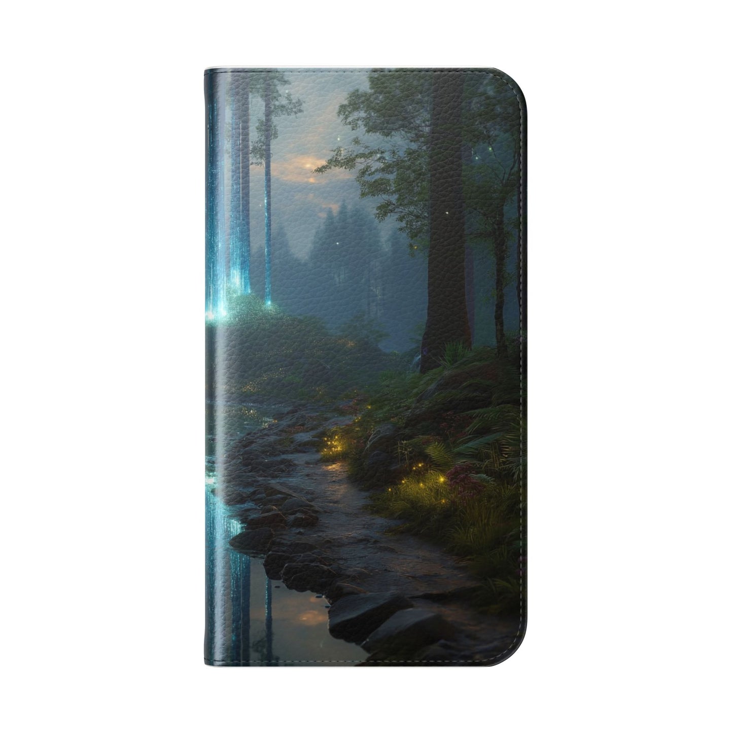 Bioluminescent Forest Flip Cases – Cyan Lightfall Stream Cover