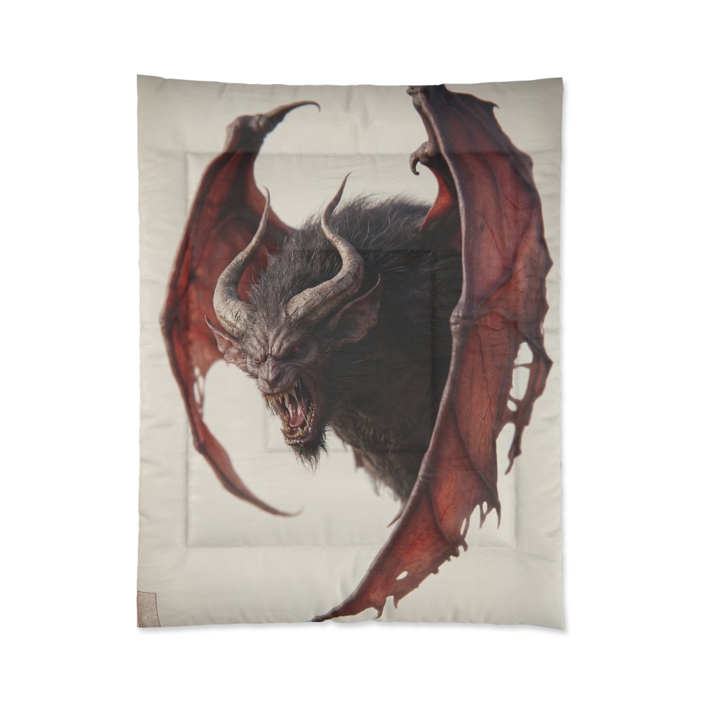 Winged Horror Comforter – Crimson Bat Sentinel Dreamscape