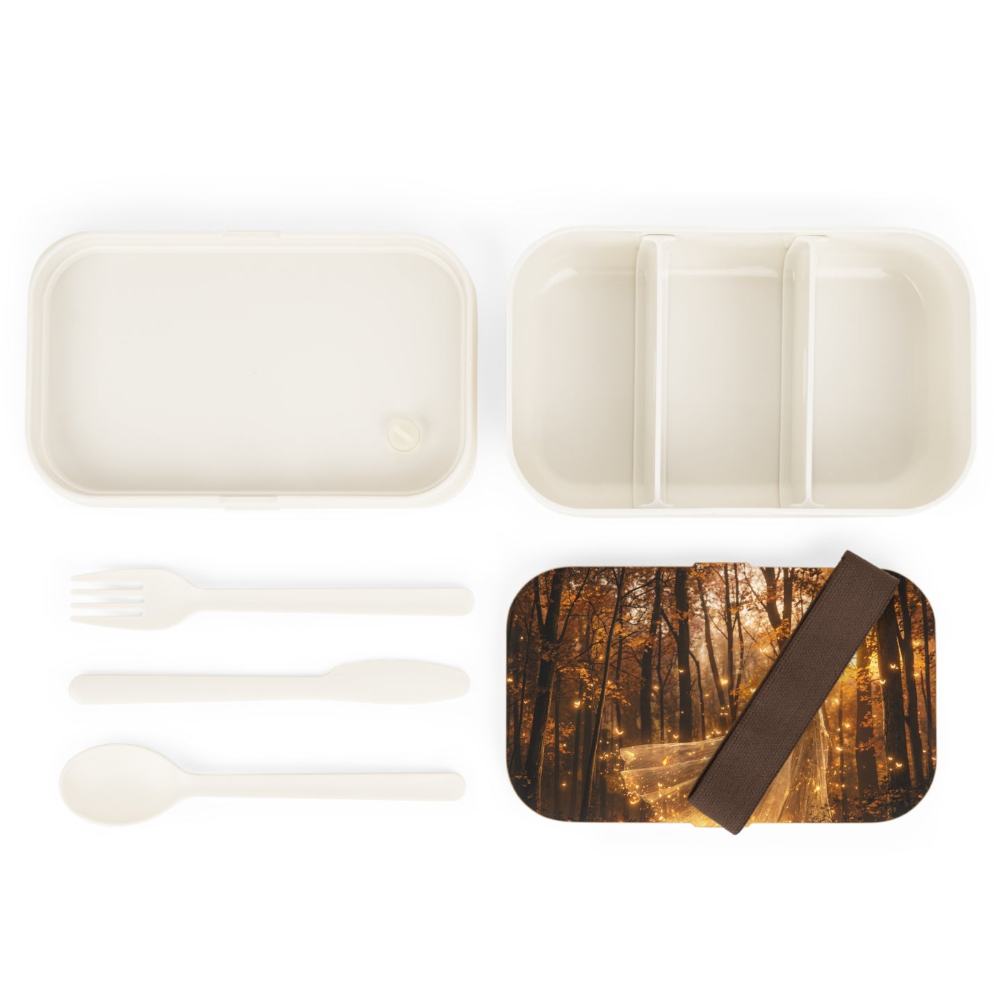 Golden Veil Witch in Autumn Woods Bento Lunch Box – Whispers of the Sunlit Grove