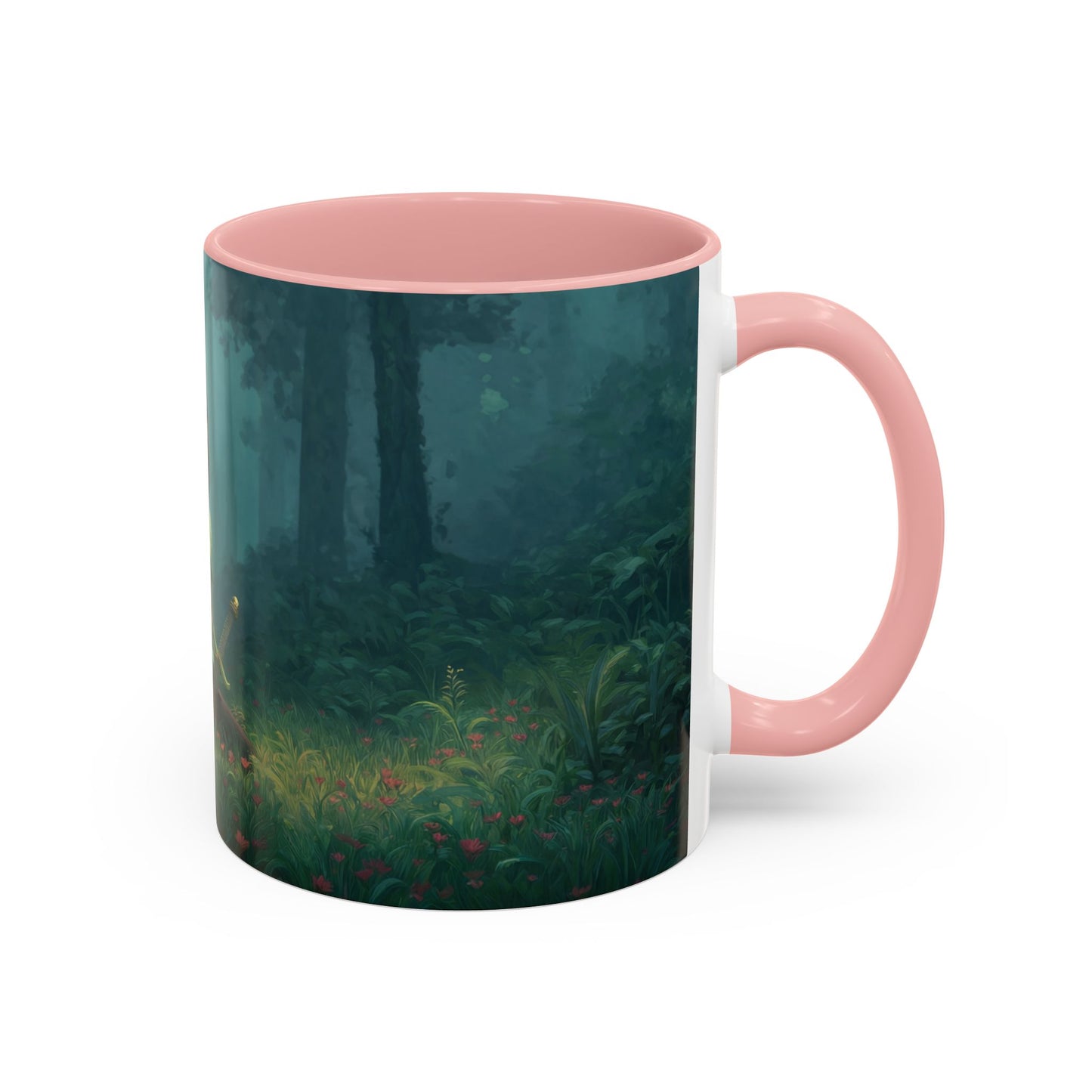 Sentinel in Mist Accent Coffee Mug (11, 15oz) – Guardian of the Whispering Woods