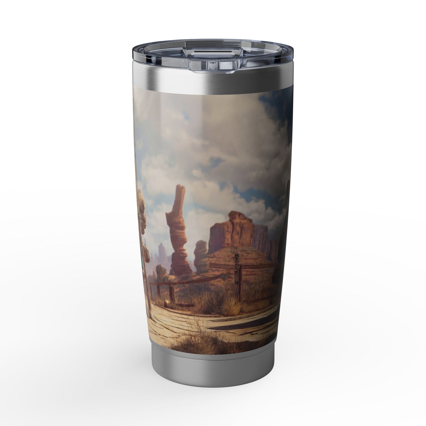 Witch Roadtrip Vagabond 20oz Tumbler – Three Wands & a Cat in Sun-Dappled Dust