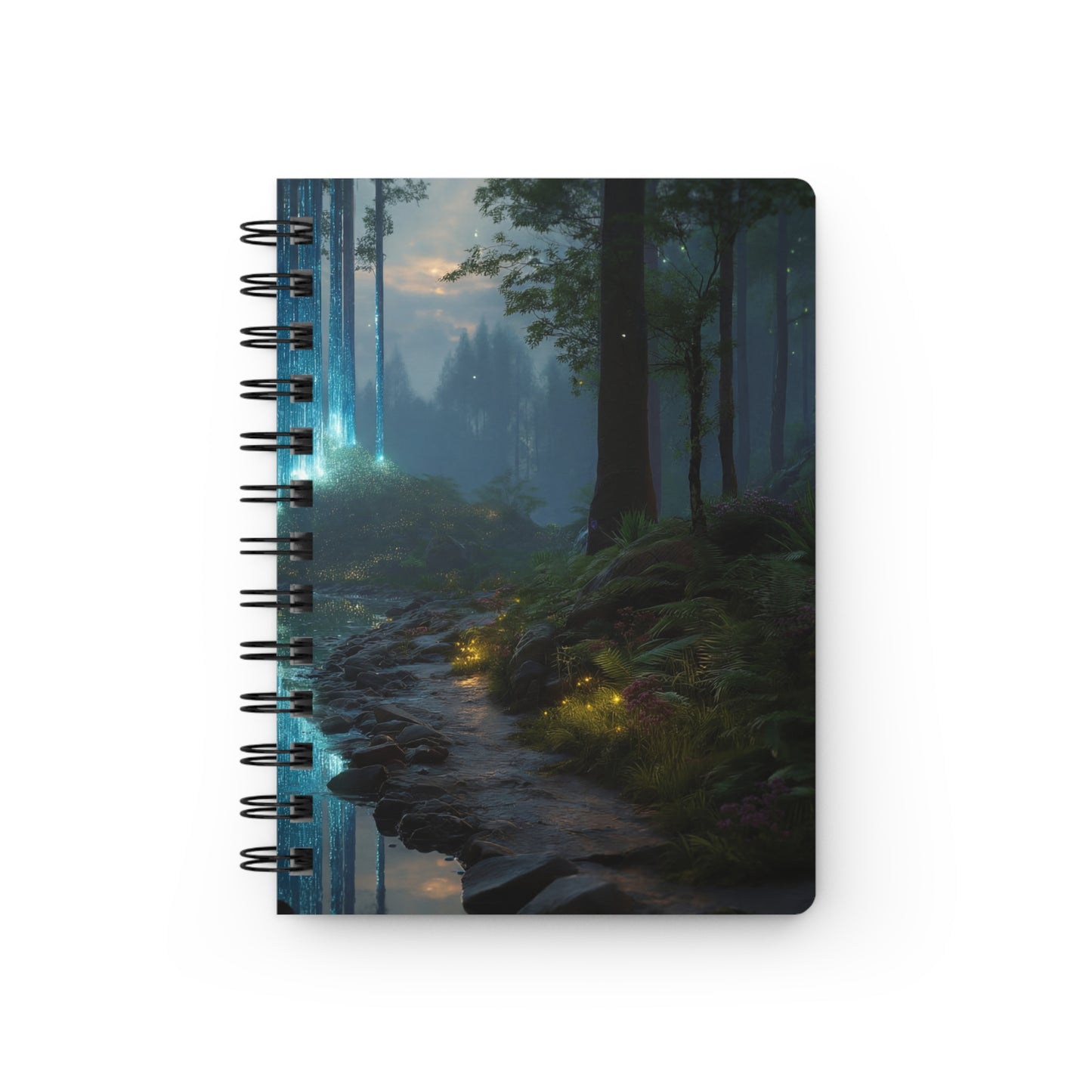 Celestial Forest Stream Spiral Bound Journal – Azure Light Reverie