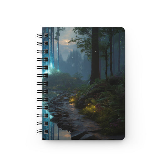 Celestial Forest Stream Spiral Bound Journal – Azure Light Reverie