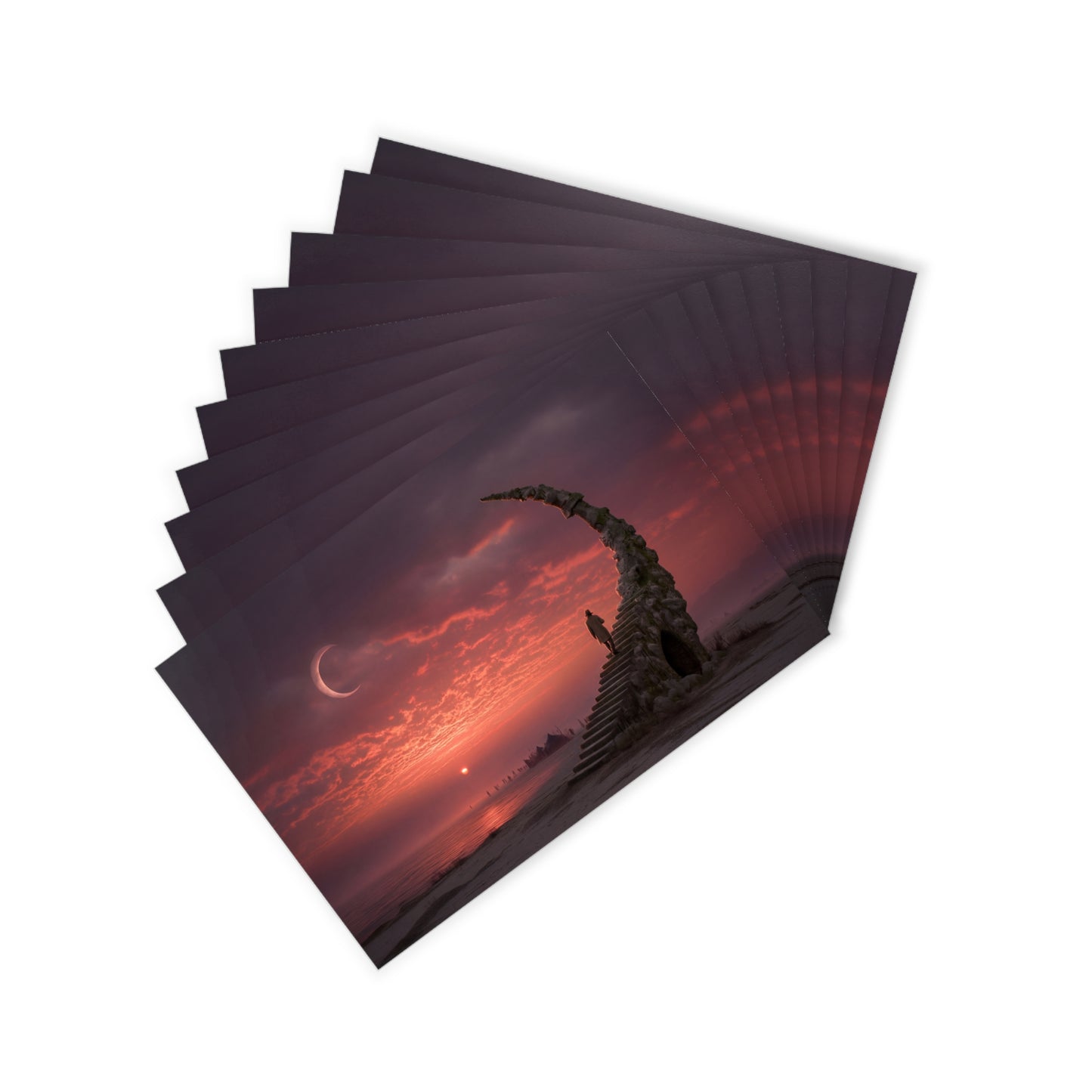 Moonlit Staircase Postcards (10pcs) – Crimson Horizon Journey