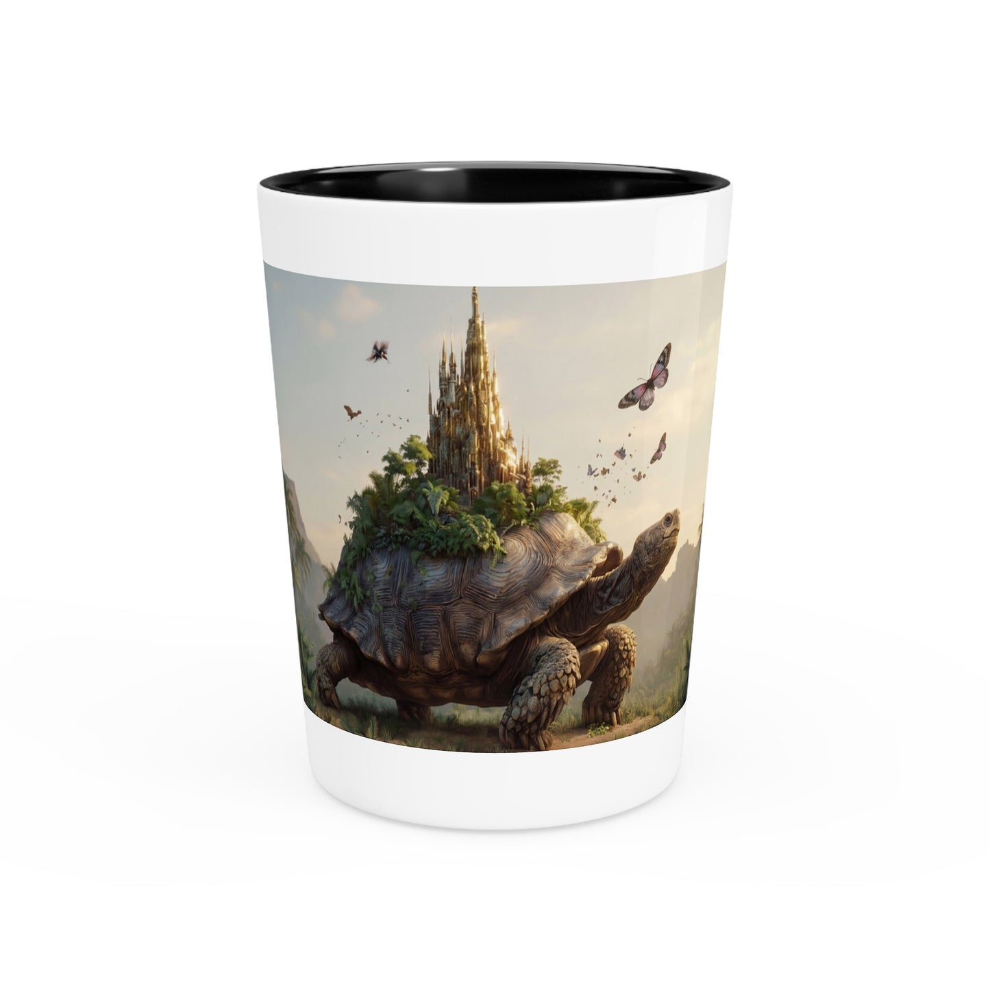 Castle on the Turtle Shot Glass – Sunlit Jungle Sanctuary