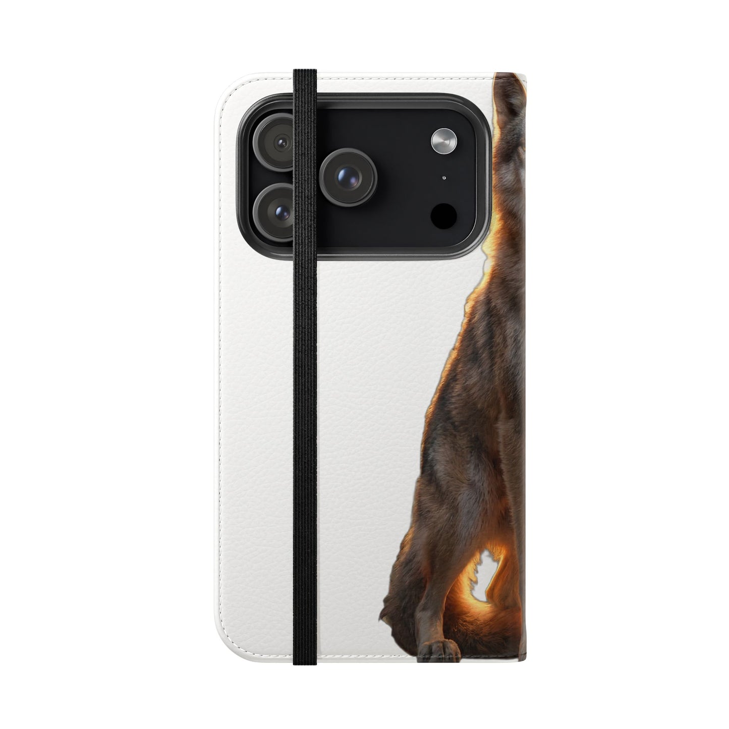 Sunlit Wolf Flip Cases – Golden Hour Sentinel Portrait