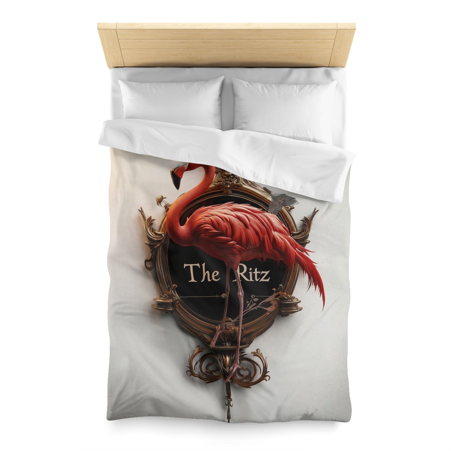 Flamingo Crest Duvet Cover – Gilded Elegance of The Ritz