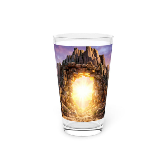 Celestial Stone Archway Pint Glass – Gateway to Golden Light