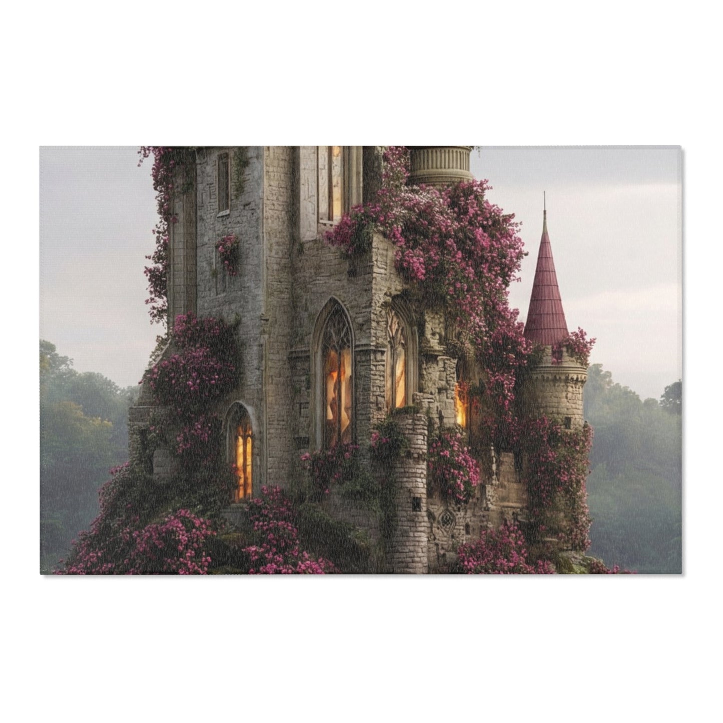 Crimson Rose Castle Area Rugs – Whispers of the Forgotten Keep