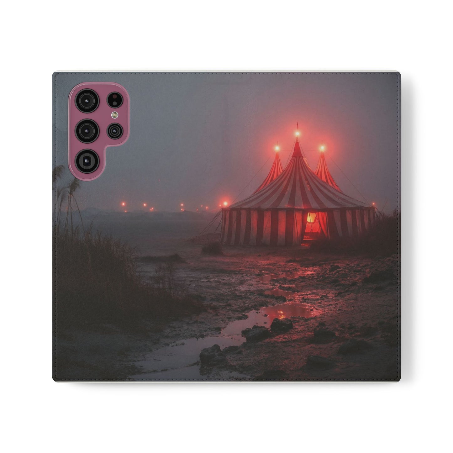 Crimson Circus Tent Flip Cases – Misty Coastside Lantern Scene