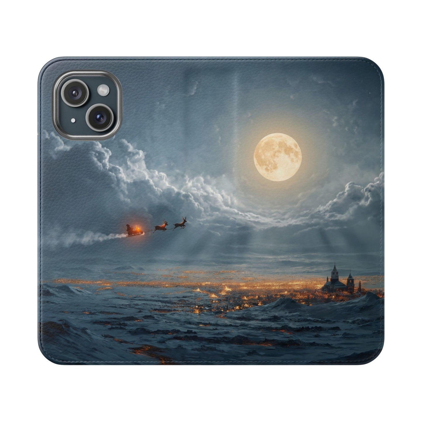 Moonlit Sleigh Flip Cases – Northern Lights Winter Journey