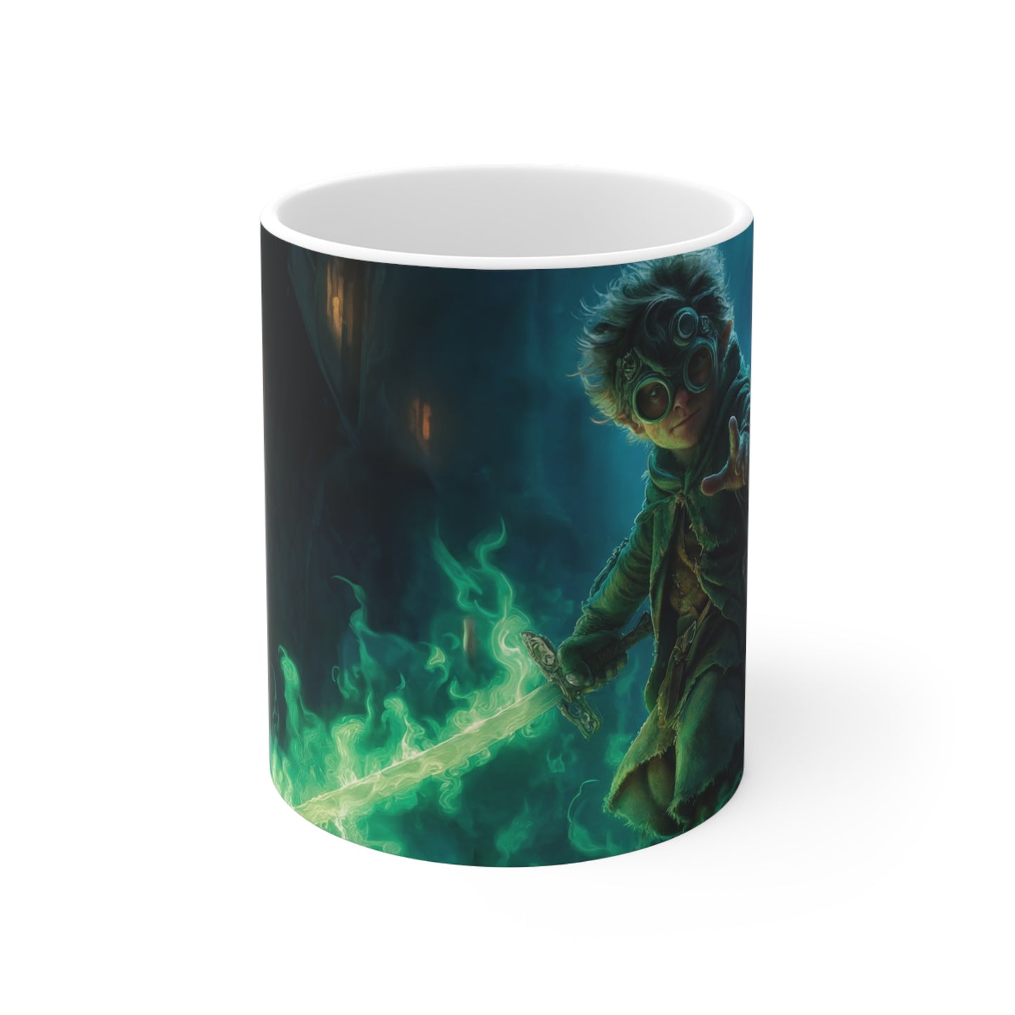 Green Flame Swordbearer Ceramic Mugs (11oz\15oz\20oz) – Midnight Alley Guardian