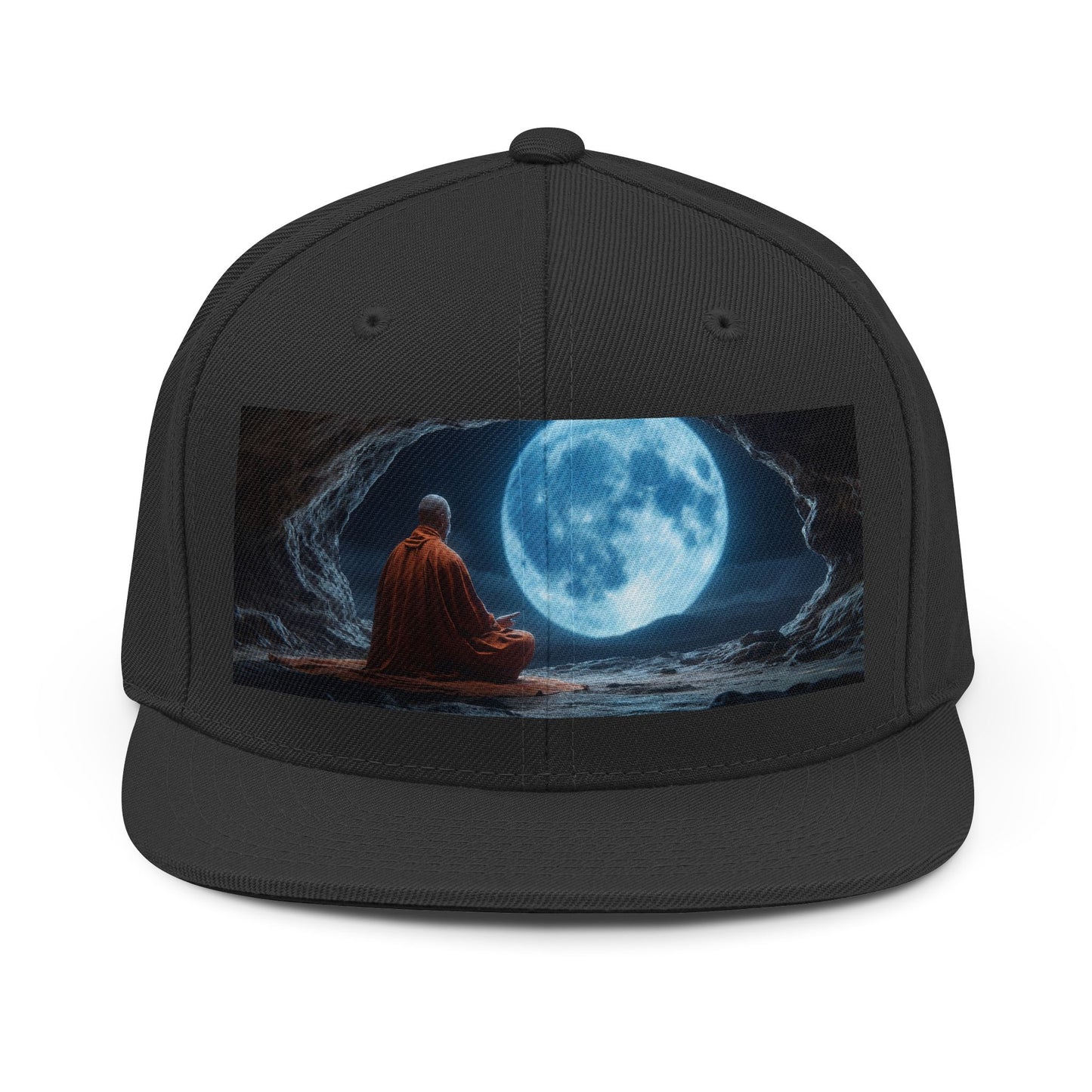 Moonlit Monk Unisex Snapback Hat – Stillness Beneath the Celestial Disc