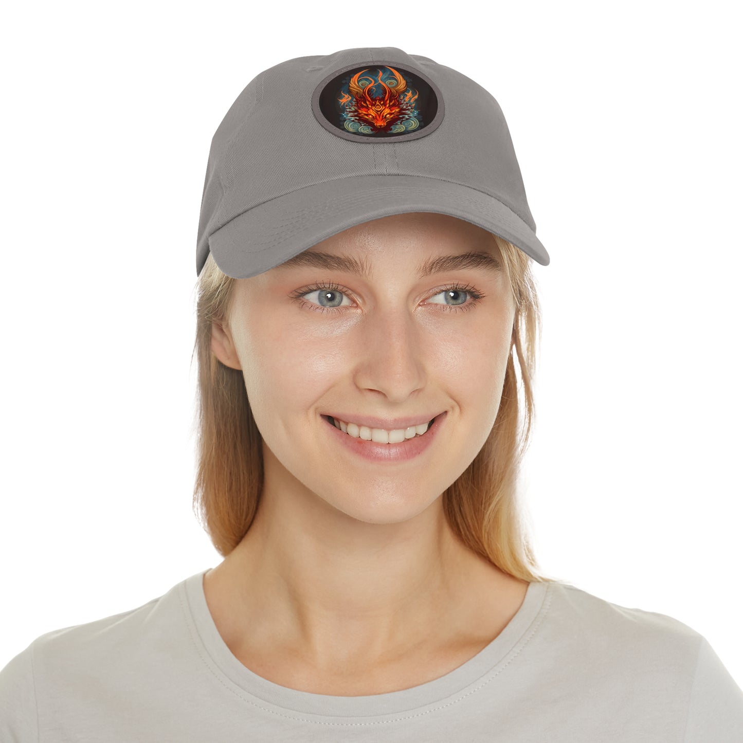 tshirt design, nine-tailed fox - Dad Hat with Leather Patch (Round)