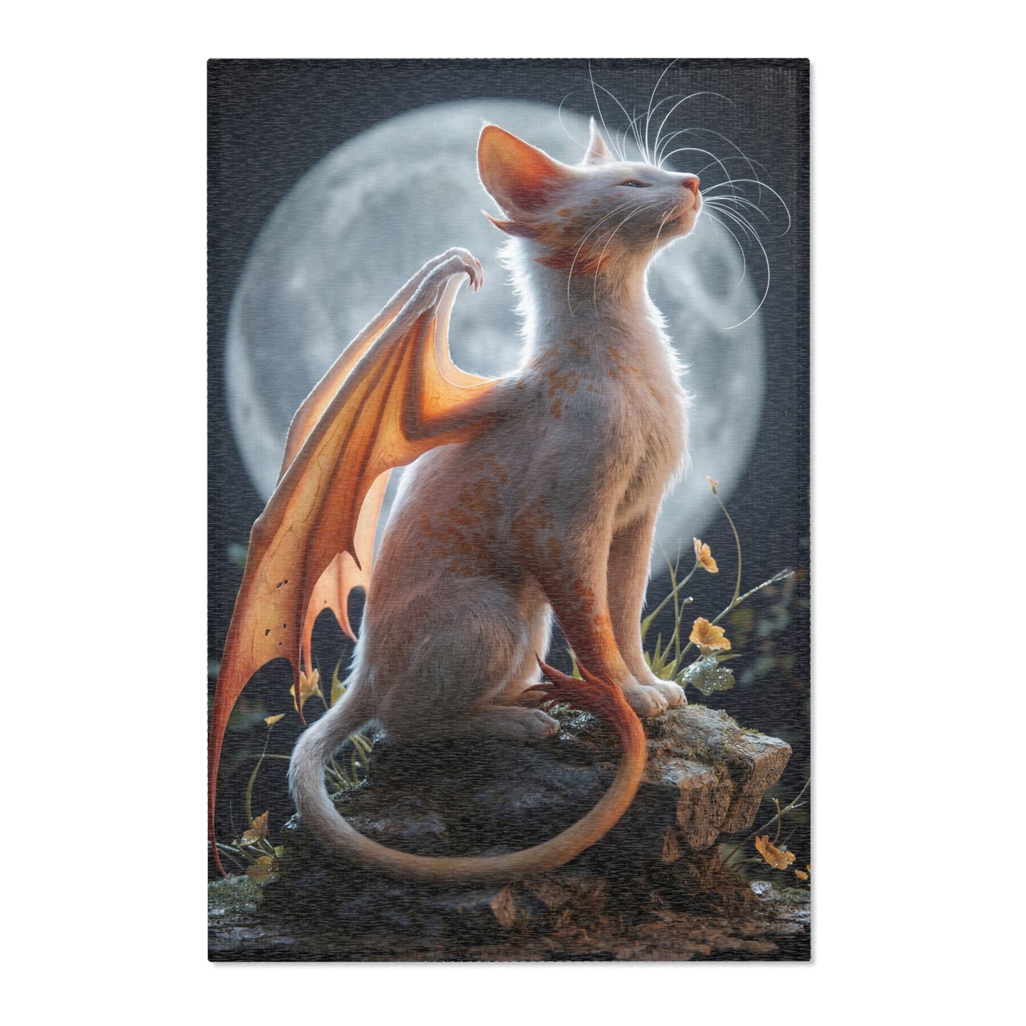 Moonlit Dragon Cat Area Rug – Whispers of the Celestial Guardian