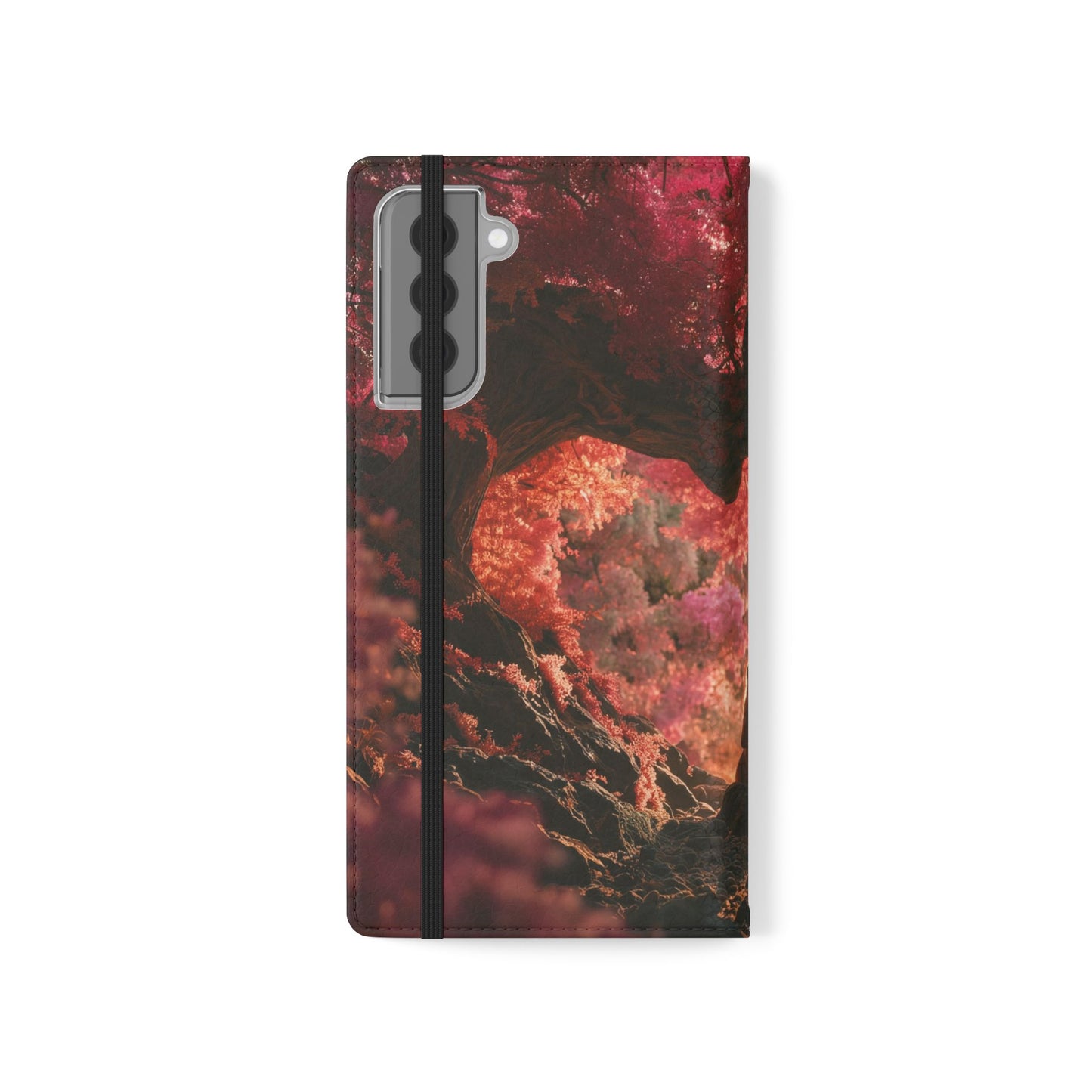 Crimson Arch Flip Cases – Heart-Shaped Canopy Romance