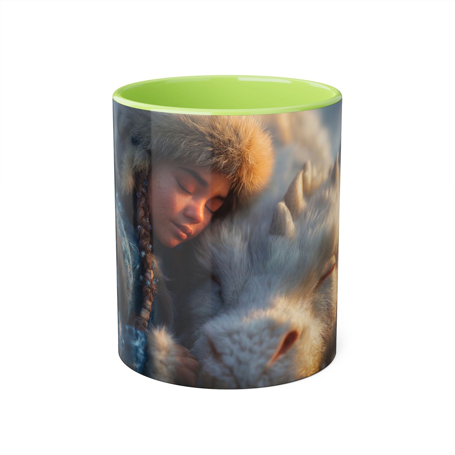 Whispering Guardian Accent Mugs, 11oz – Snowy Dragon & Sleepy Sentinel