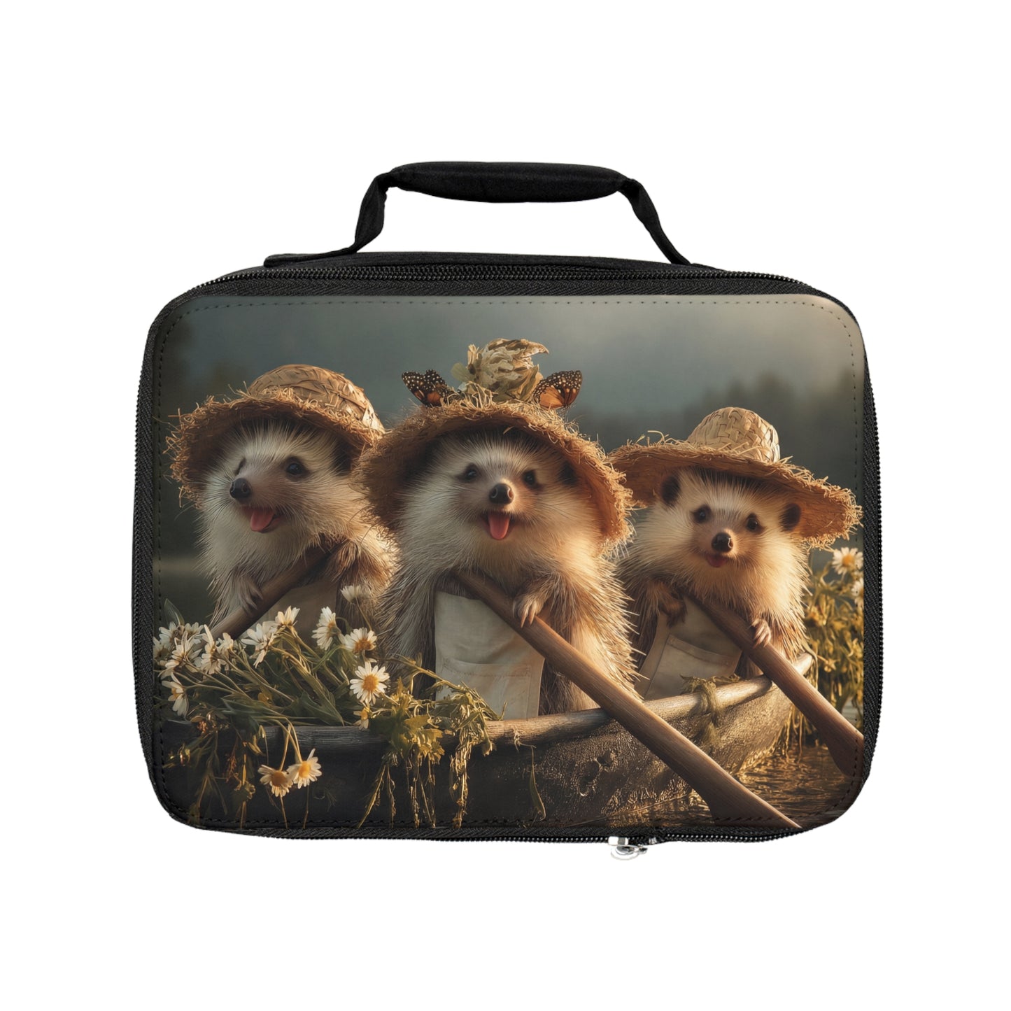Three Hedgehog Rowers Lunch Bag – Golden Hour Pond Adventure