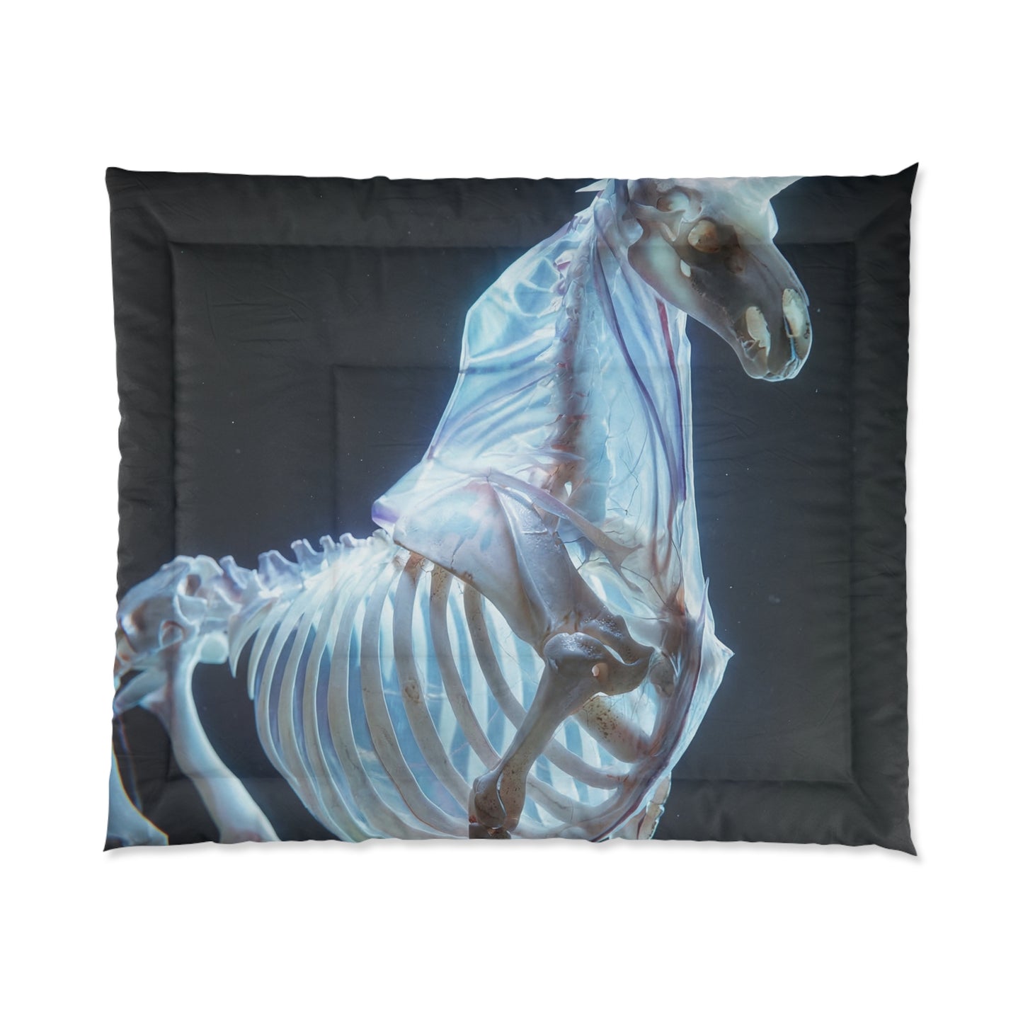 Celestial Unicorn Skeleton Comforter – Glowing Bone Dreamscape