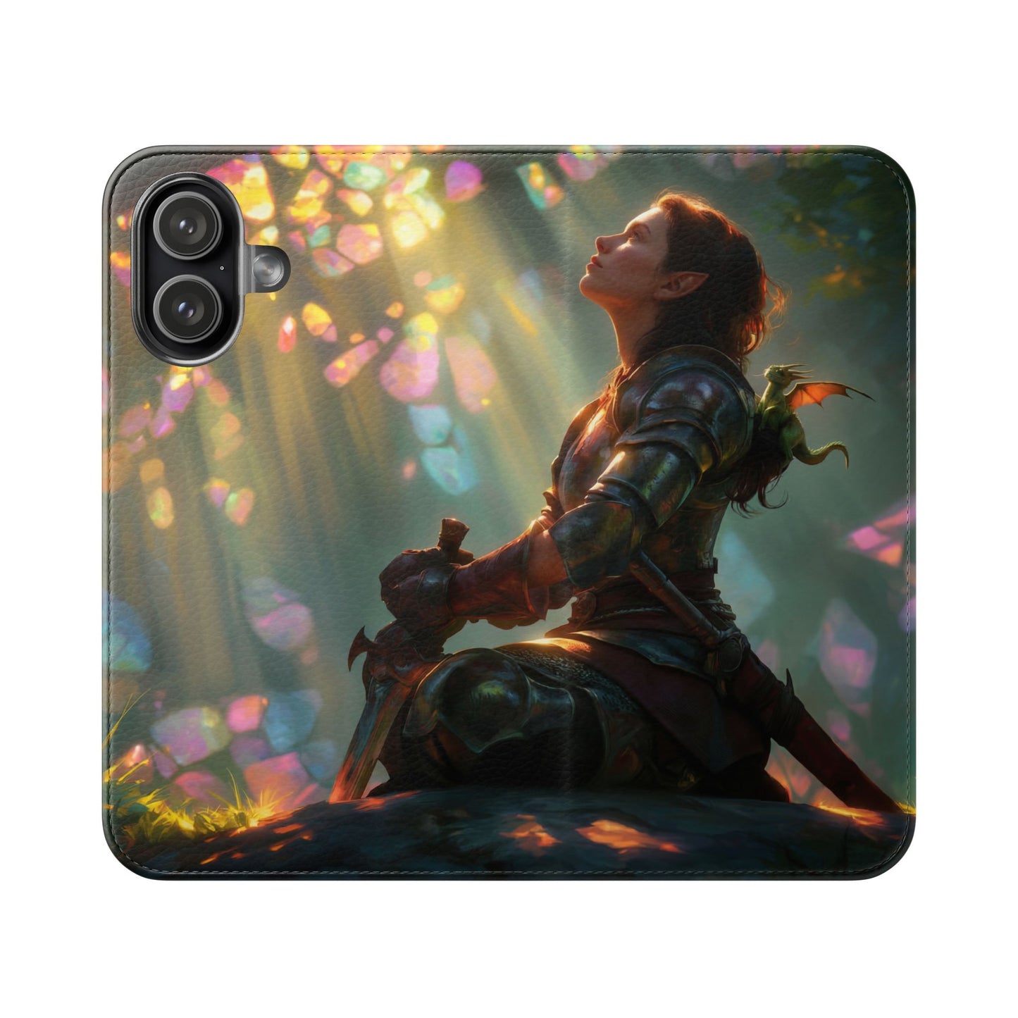 Crystal Grove Sentinel Flip Cases – Iridescent Forest Dawn Guardian